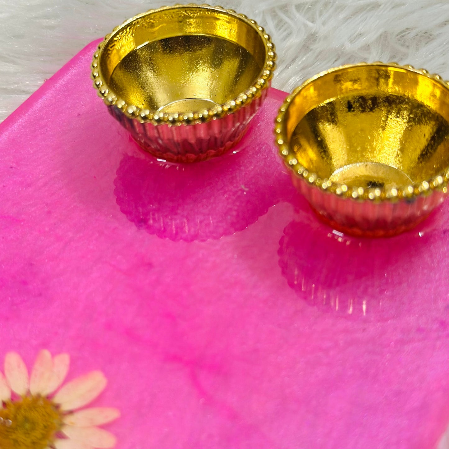 Square Pooja Thali With White Flower