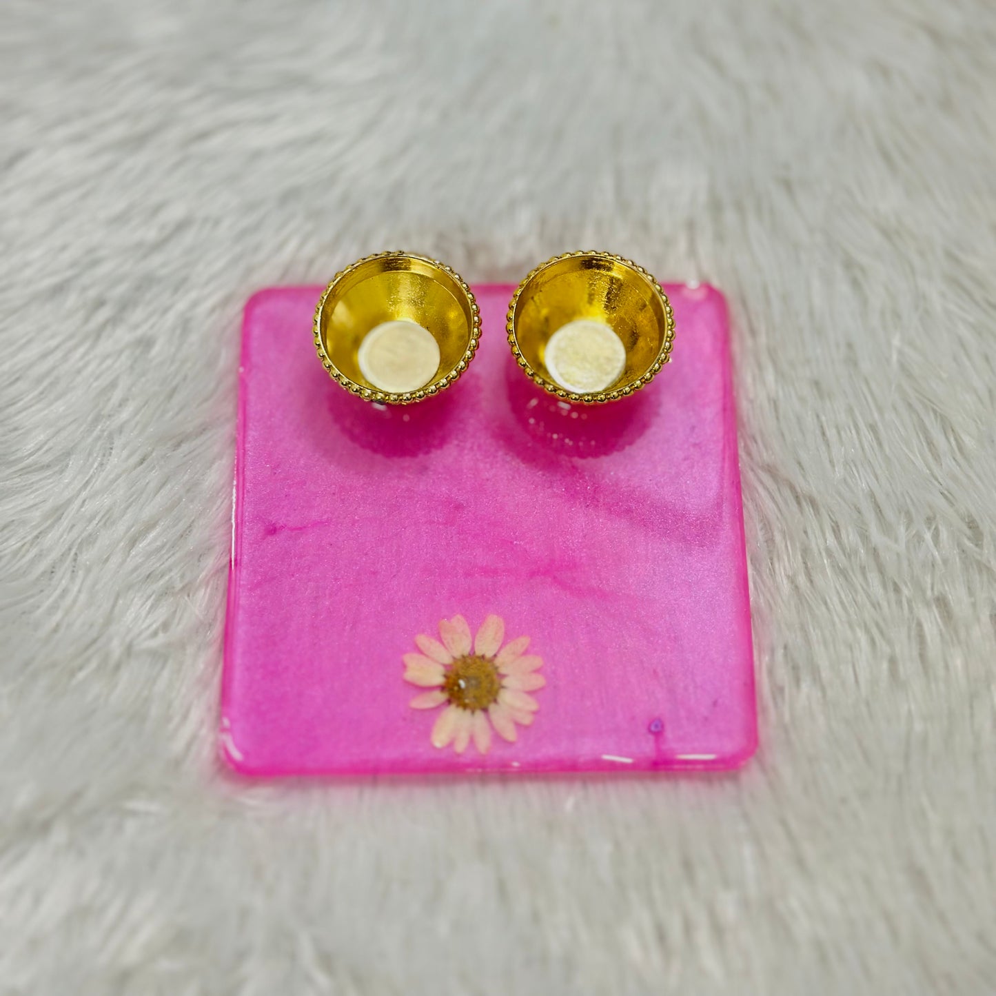 Square Pooja Thali With White Flower