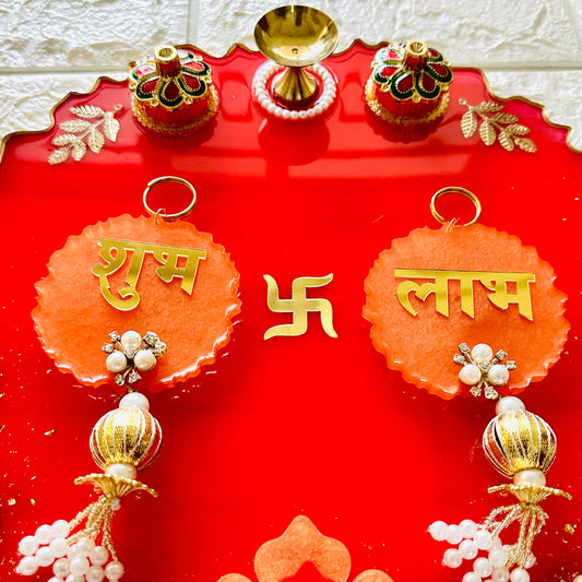 Hanging Shubh Labh With Pooja Thali