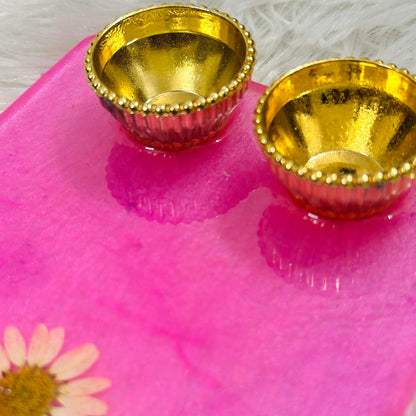 Square Pooja Thali With White Flower